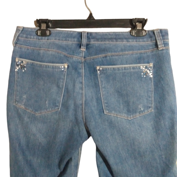 White House Black Market Distressed Jeweled Girlfriend Jeans Size 8 - Picture 6 of 15